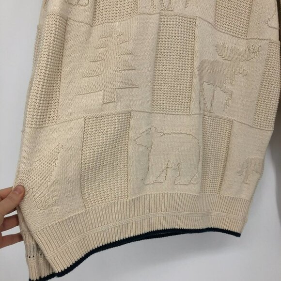 Vintage Brimwick Creme Yellowstone crew oversized sweater moose bear trees - Picture 10 of 15
